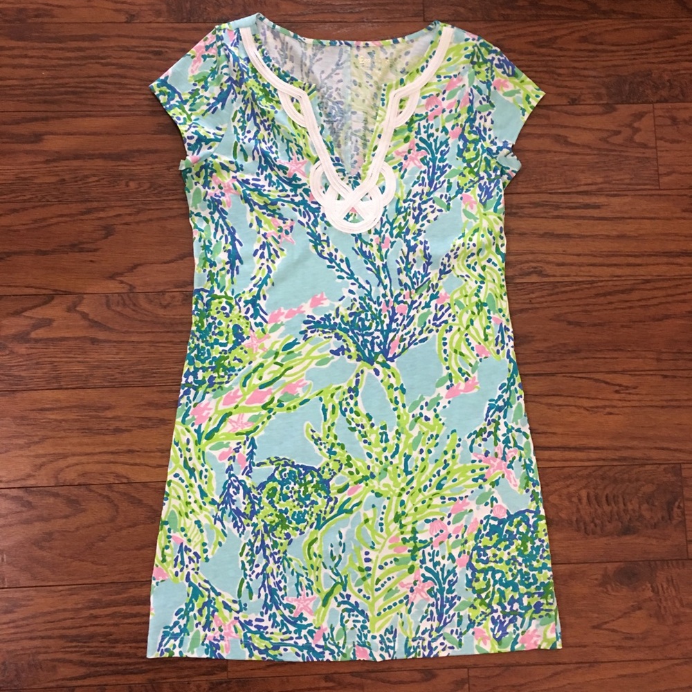 Lilly Pulitzer Blue Heaven Brewster Dress Short Sleeve Summer Preppy Medium